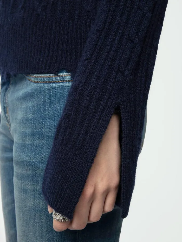 Women Zadig and Voltaire Sweaters and Cardigans Jonasson Cashmere Sweater Encre Women Zadig and Voltaire Sweaters and Cardigans Jonasson Cashmere Sweater Encre