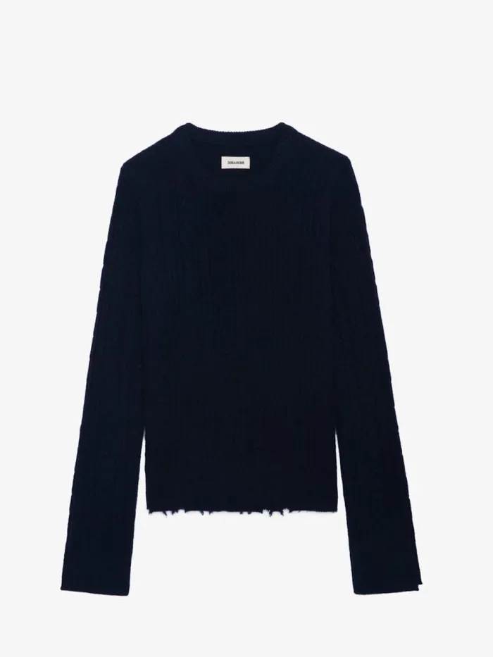 Women Zadig and Voltaire Sweaters and Cardigans Jonasson Cashmere Sweater Encre Women Zadig and Voltaire Sweaters and Cardigans Jonasson Cashmere Sweater Encre