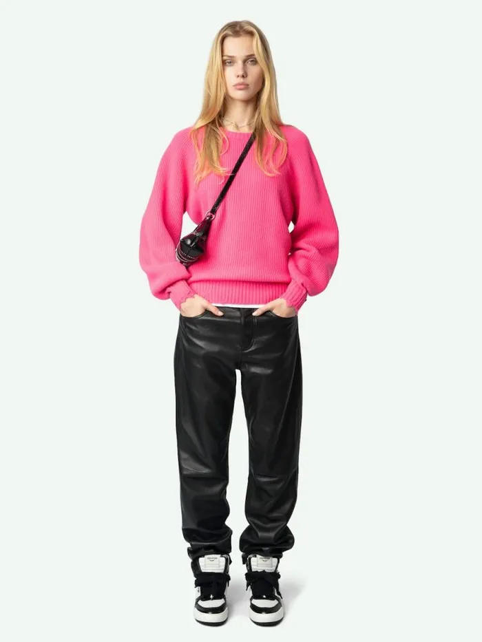 Women Zadig and Voltaire Sweaters and Cardigans Moris Sweater Fluo Pink Women Zadig and Voltaire Sweaters and Cardigans Moris Sweater Fluo Pink