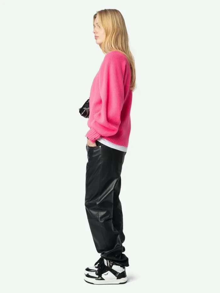 Women Zadig and Voltaire Sweaters and Cardigans Moris Sweater Fluo Pink Women Zadig and Voltaire Sweaters and Cardigans Moris Sweater Fluo Pink