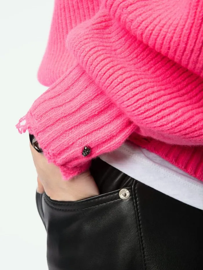 Women Zadig and Voltaire Sweaters and Cardigans Moris Sweater Fluo Pink Women Zadig and Voltaire Sweaters and Cardigans Moris Sweater Fluo Pink