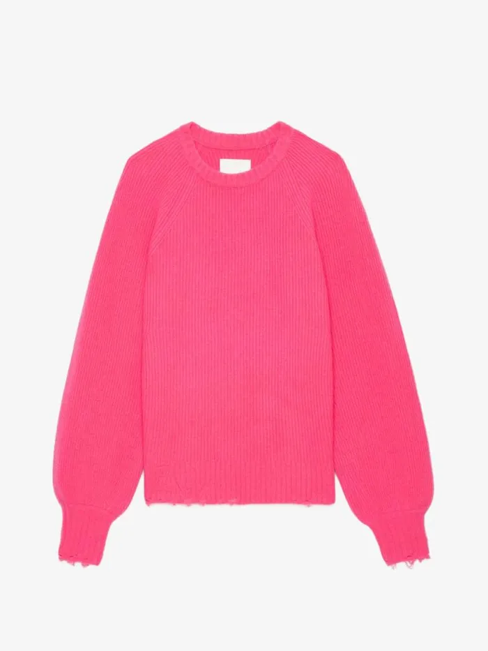 Women Zadig and Voltaire Sweaters and Cardigans Moris Sweater Fluo Pink Women Zadig and Voltaire Sweaters and Cardigans Moris Sweater Fluo Pink
