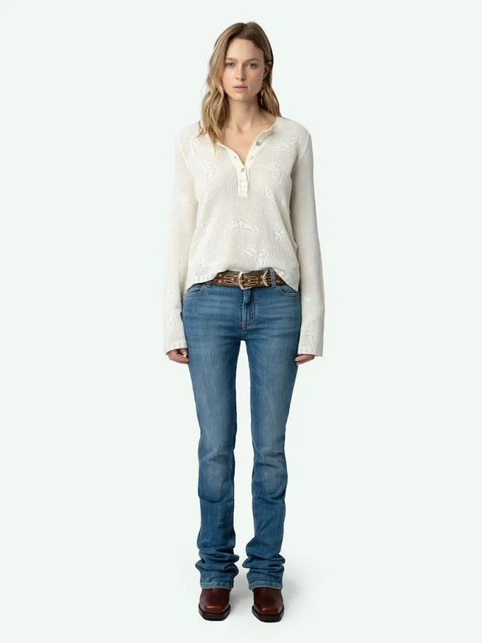 Women Zadig and Voltaire Sweaters and Cardigans Salmyr Wings Sweater Ecru