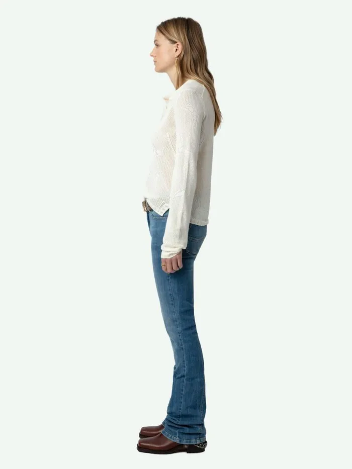 Women Zadig and Voltaire Sweaters and Cardigans Salmyr Wings Sweater Ecru