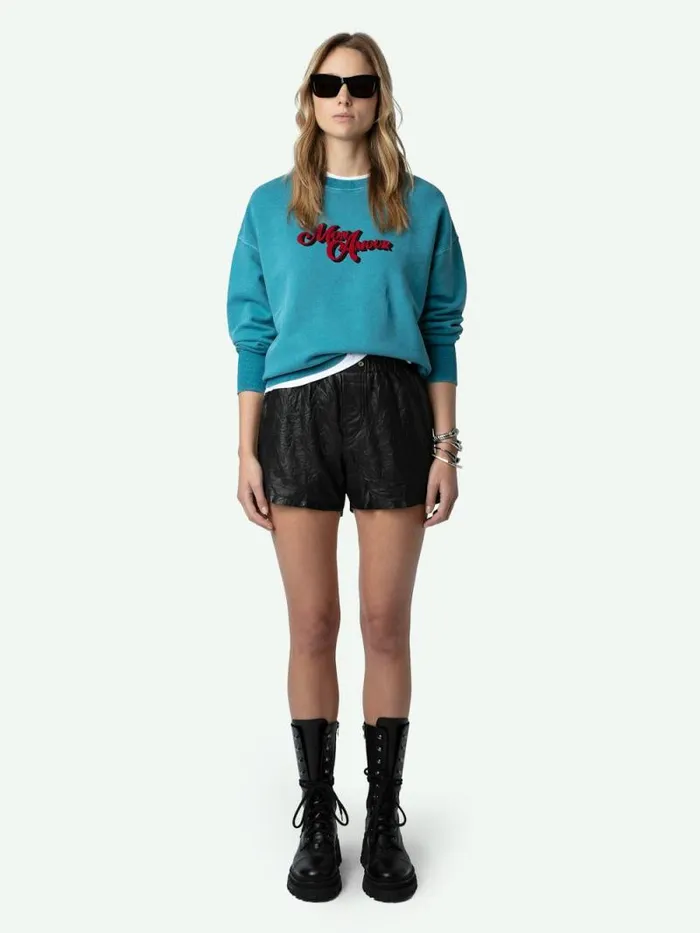 Women Zadig and Voltaire Sweatshirts and Hoodies Oscar Amour Sweatshirt Aqua
