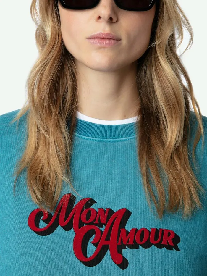 Women Zadig and Voltaire Sweatshirts and Hoodies Oscar Amour Sweatshirt Aqua