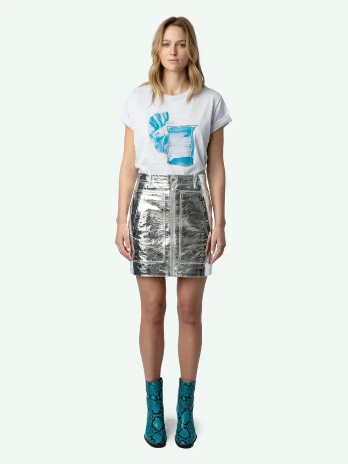 Women Zadig and Voltaire TShirts Anya Photoprint Tshirt Gris Chine