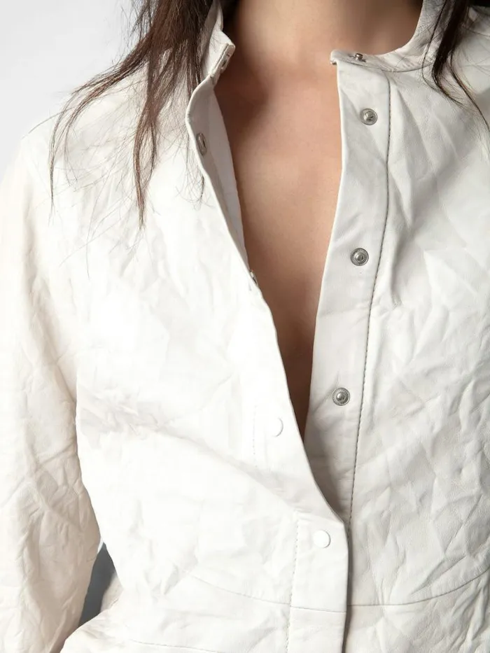 Women Zadig and Voltaire Tops and Shirts Chic Crinkled Leather Shirt Judo Women Zadig and Voltaire Tops and Shirts Chic Crinkled Leather Shirt Judo