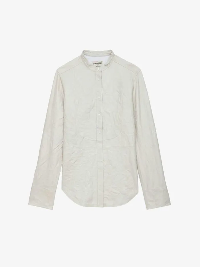 Women Zadig and Voltaire Tops and Shirts Chic Crinkled Leather Shirt Judo Women Zadig and Voltaire Tops and Shirts Chic Crinkled Leather Shirt Judo