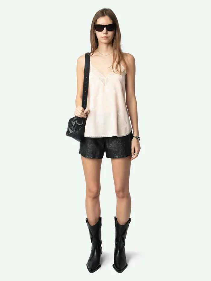 Women Zadig and Voltaire Tops and Shirts Christy Heart Camisole Pearly
