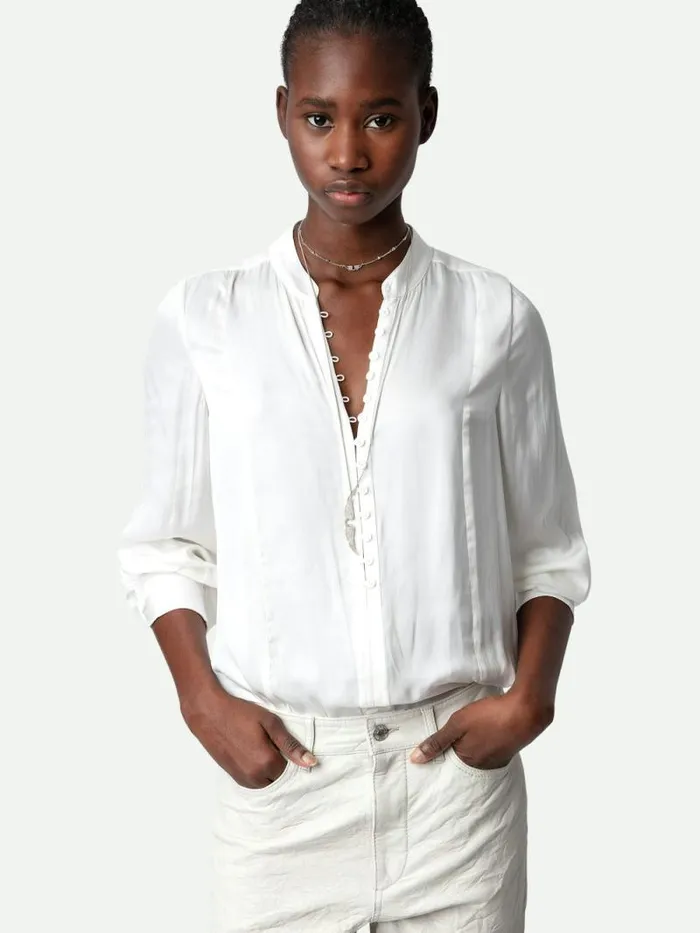 Women Zadig and Voltaire Tops and Shirts Twina Satin Blouse Judo Women Zadig and Voltaire Tops and Shirts Twina Satin Blouse Judo