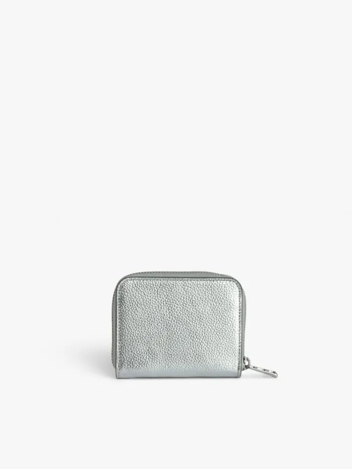 Women Zadig and Voltaire Wallets and Leather Goods Mini ZV Coin Purse Silver
