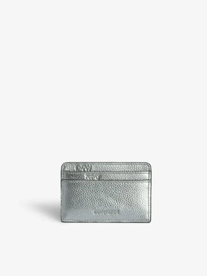 Women Zadig and Voltaire Wallets and Leather Goods ZV Pass Card Holder Silver Women Zadig and Voltaire Wallets and Leather Goods ZV Pass Card Holder Silver
