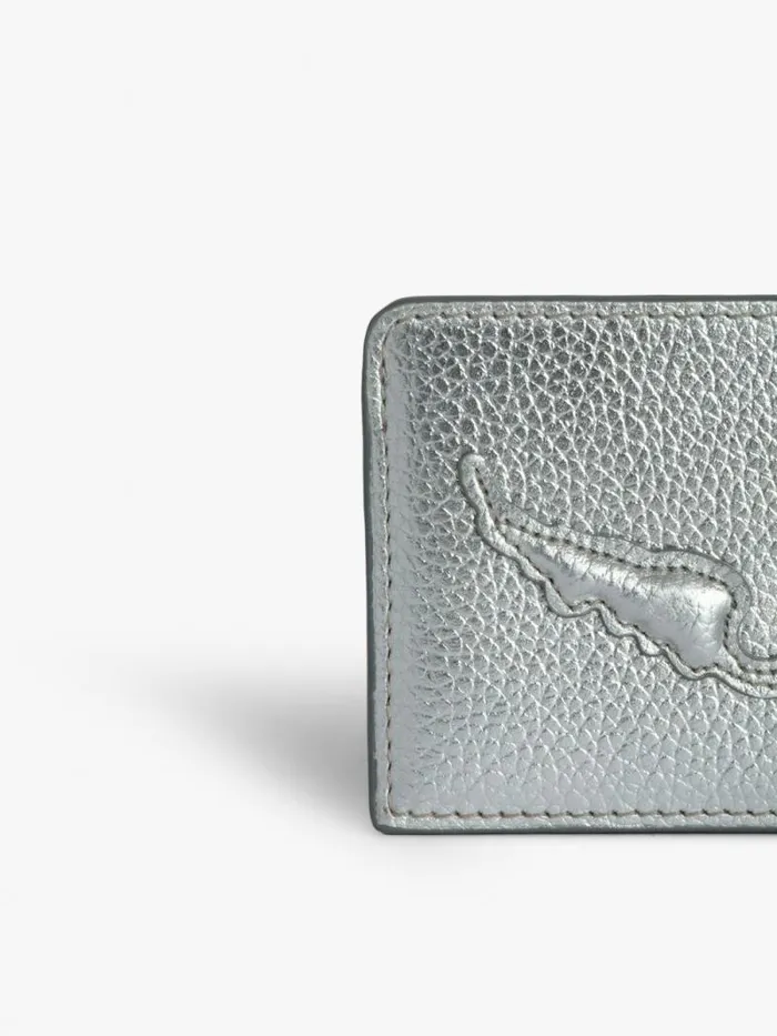 Women Zadig and Voltaire Wallets and Leather Goods ZV Pass Card Holder Silver Women Zadig and Voltaire Wallets and Leather Goods ZV Pass Card Holder Silver