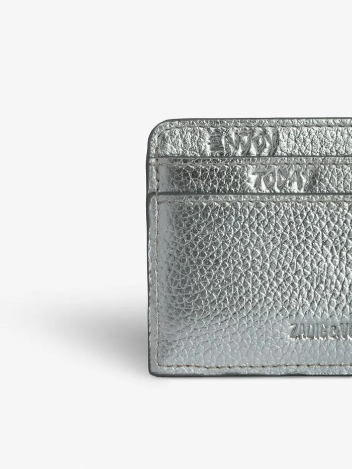Women Zadig and Voltaire Wallets and Leather Goods ZV Pass Card Holder Silver Women Zadig and Voltaire Wallets and Leather Goods ZV Pass Card Holder Silver