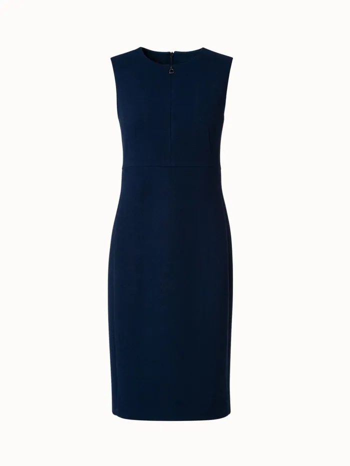 Wool Crpe DoubleFace Sheath Dress Navy Women Akris Dresses