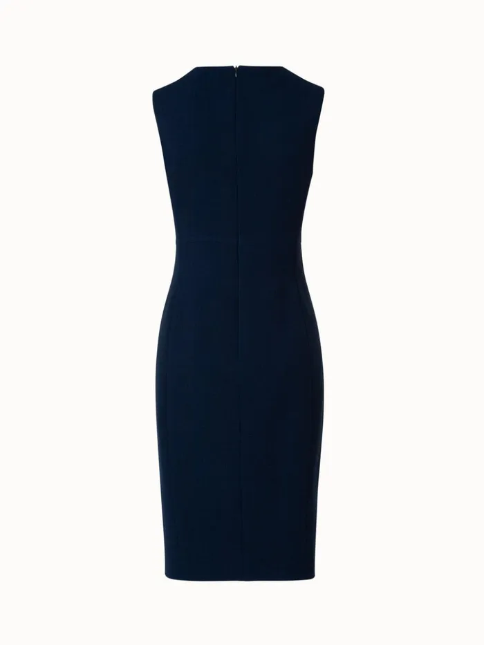 Wool Crpe DoubleFace Sheath Dress Navy Women Akris Dresses