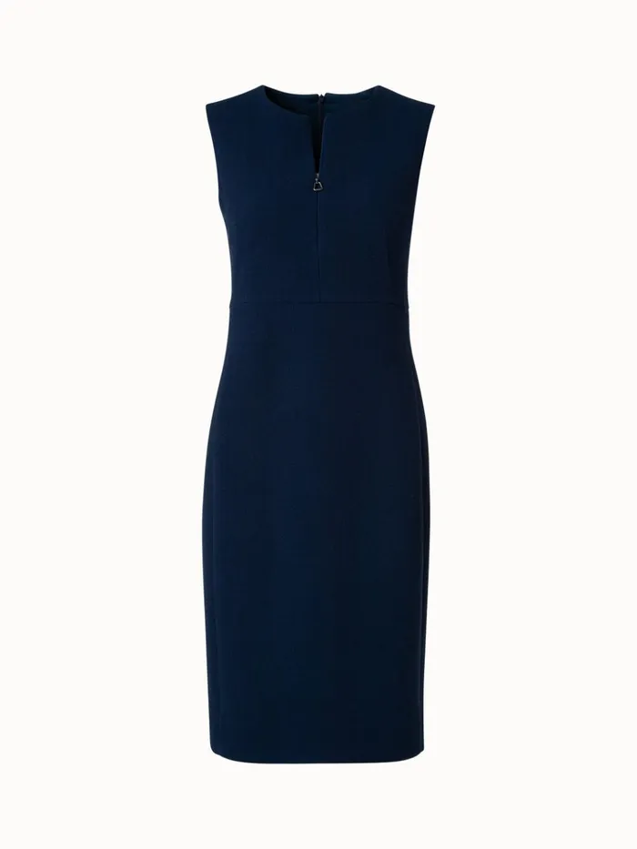 Wool Crpe DoubleFace Sheath Dress Navy Women Akris Dresses