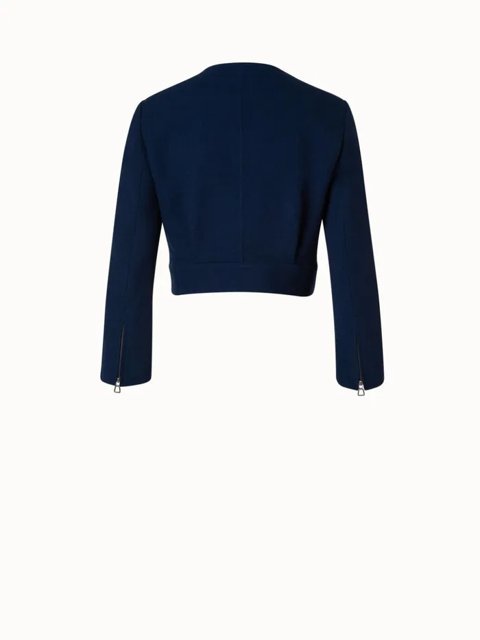 Wool Crpe DoubleFace Short Jacket Navy Women Akris Jackets