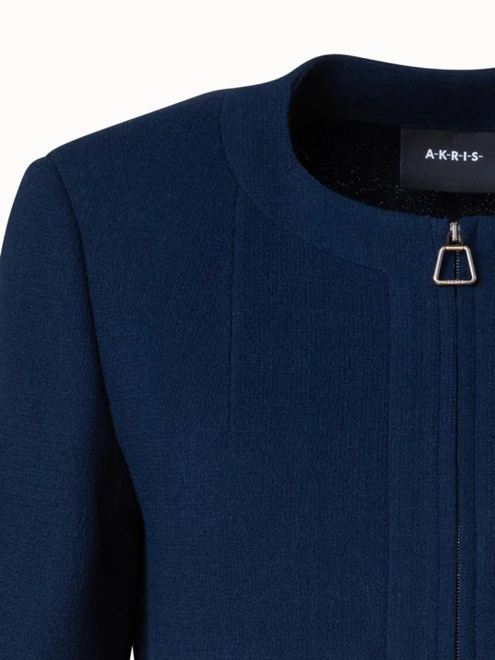 Wool Crpe DoubleFace Short Jacket Navy Women Akris Jackets