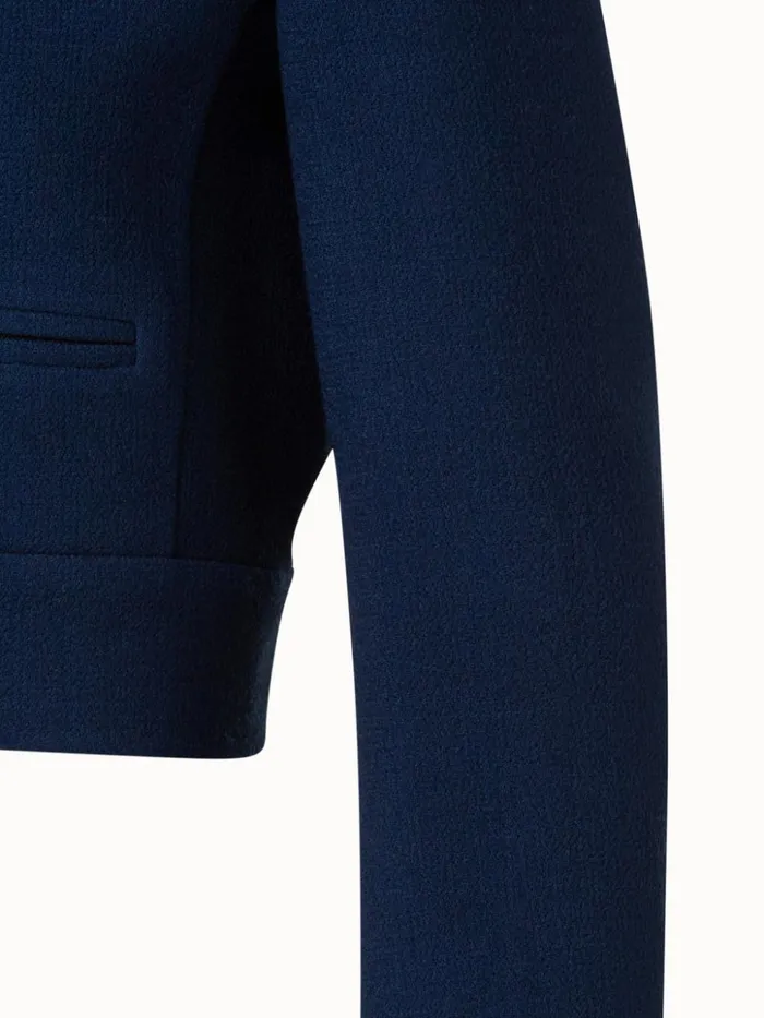 Wool Crpe DoubleFace Short Jacket Navy Women Akris Jackets