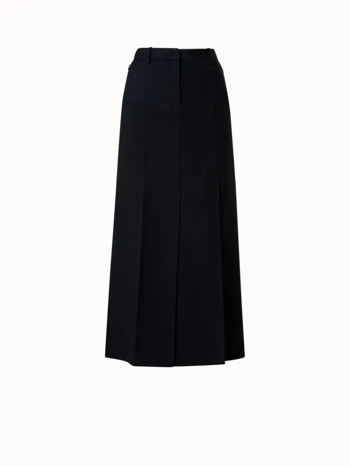 Wool DoubleFace Maxi Skirt Black Women Akris Skirts