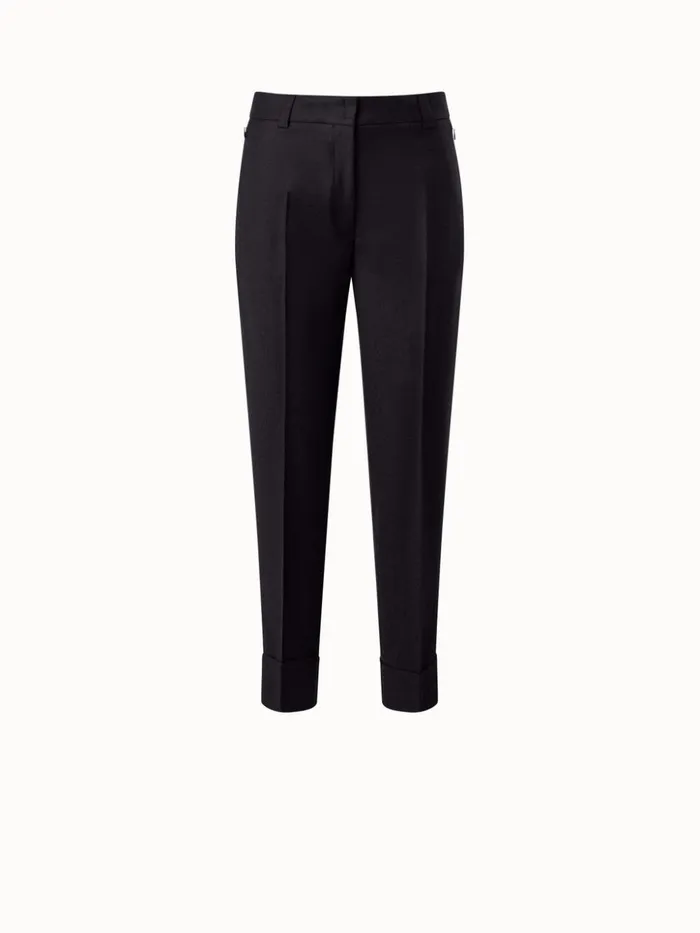 Wool Stretch Flannel Cropped Tapered Pants Charcoal Women Akris Pants