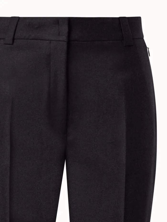 Wool Stretch Flannel Cropped Tapered Pants Charcoal Women Akris Pants