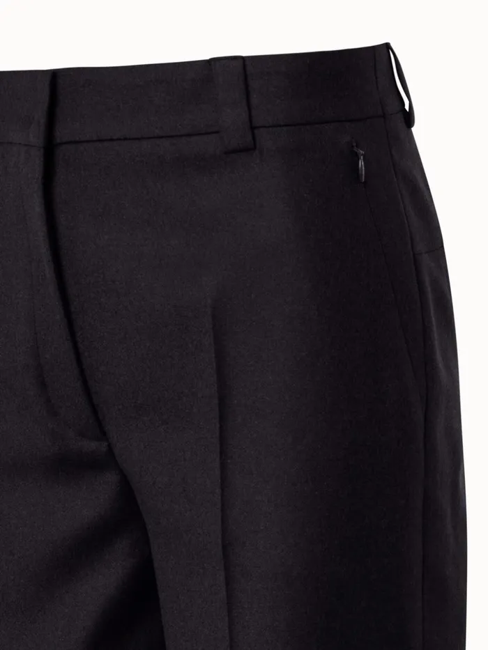 Wool Stretch Flannel Cropped Tapered Pants Charcoal Women Akris Pants
