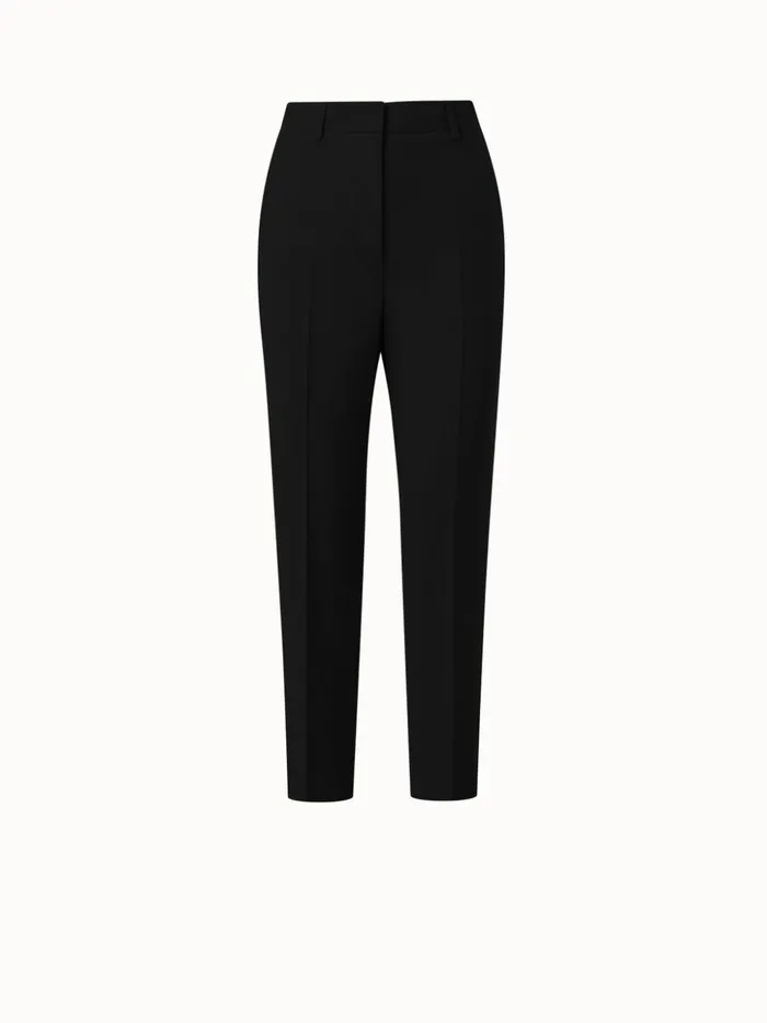 Wool Stretch Flannel Tapered Pants Black Women Akris Pants