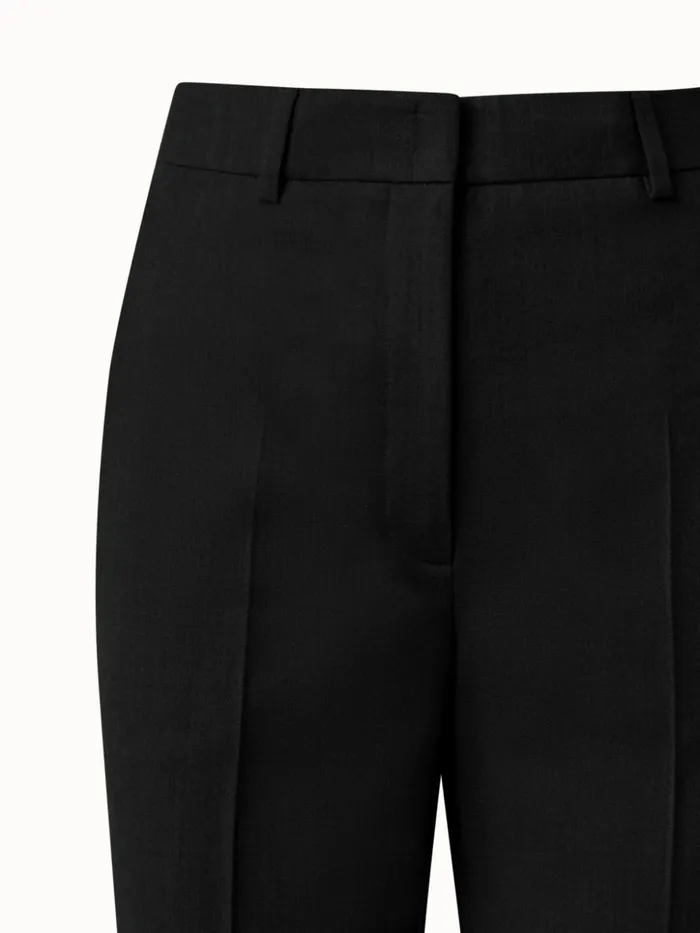 Wool Stretch Flannel Tapered Pants Black Women Akris Pants
