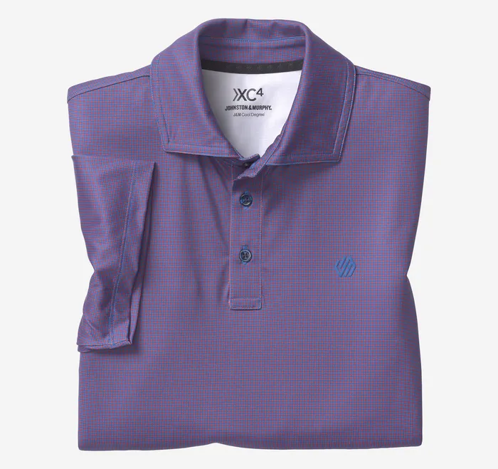 XC4 Performance Gingham Polos Cool Degree RedNavy Mini Gingham Men Polos and Tees Johnston and Murphy