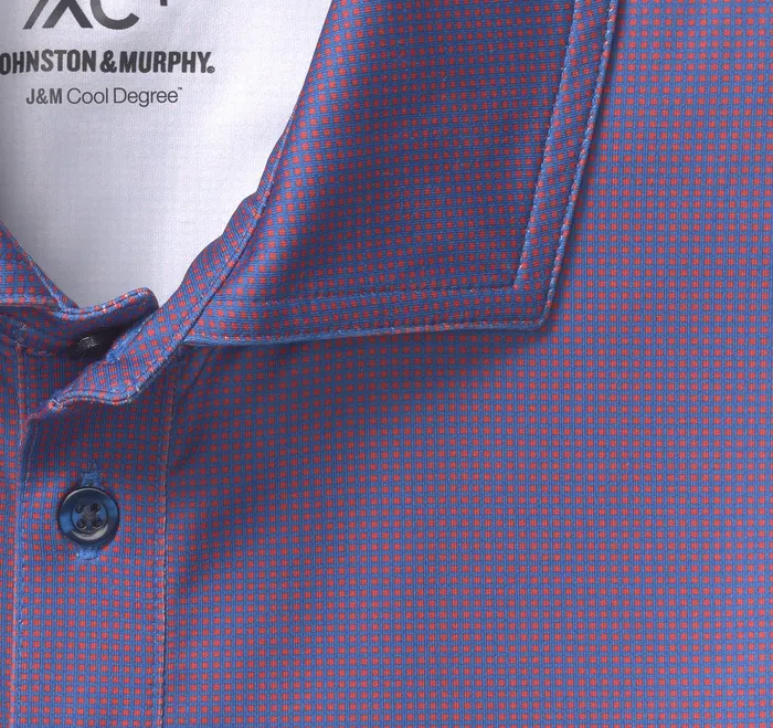 XC4 Performance Gingham Polos Cool Degree RedNavy Mini Gingham Men Polos and Tees Johnston and Murphy