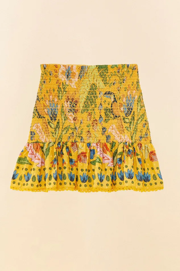 Yellow Summer Garden Mini Skirt Women Farm Rio Skirts