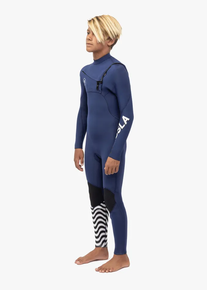Youth Wetsuits Vissla 7 Seas Boys 43 Full Chest Zip Wetsuit Naval