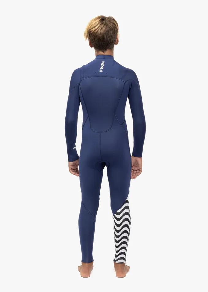 Youth Wetsuits Vissla 7 Seas Boys 43 Full Chest Zip Wetsuit Naval
