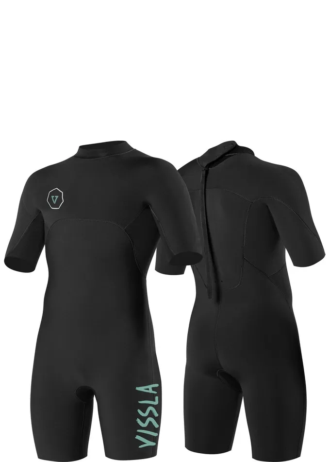 Youth Wetsuits Vissla Boys 22 Back Zip Spring Wetsuit Black