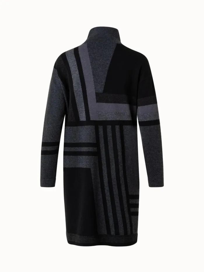 Zig Zag Trapezoid Intarsia Knit Dress Charcoalblack Women Akris Cashmere